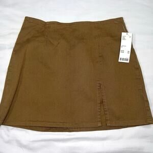 Urban Outfitter BDG Mini Skirt Size M Olive Moss Green/Brown Denim Notch New NWT